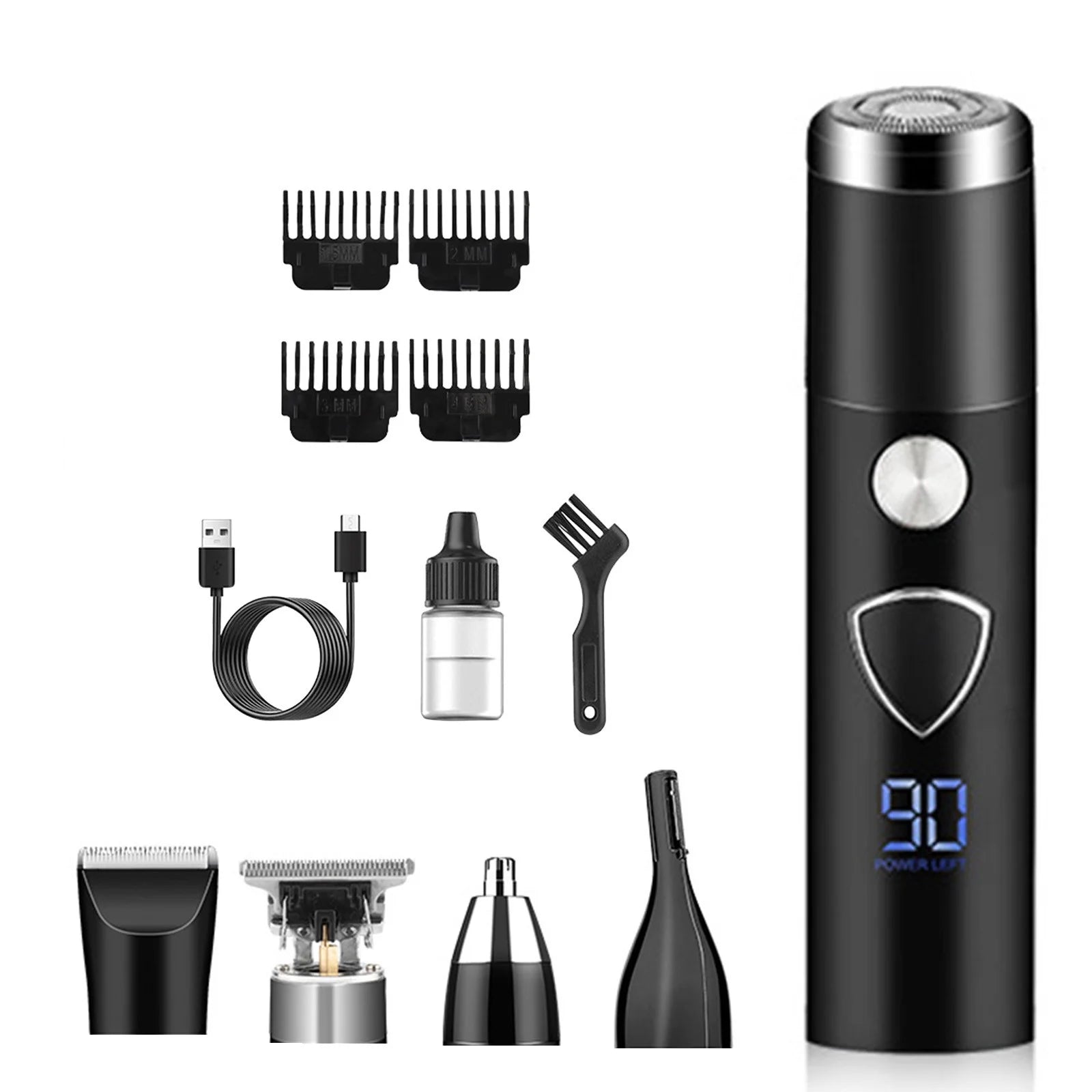 Shaver for Men Bald Shavers for Men 5 in 1 Double Shaver for Men Barber Shaver with 3-Speed Shaver with 4 Different Functional Replacement Heads