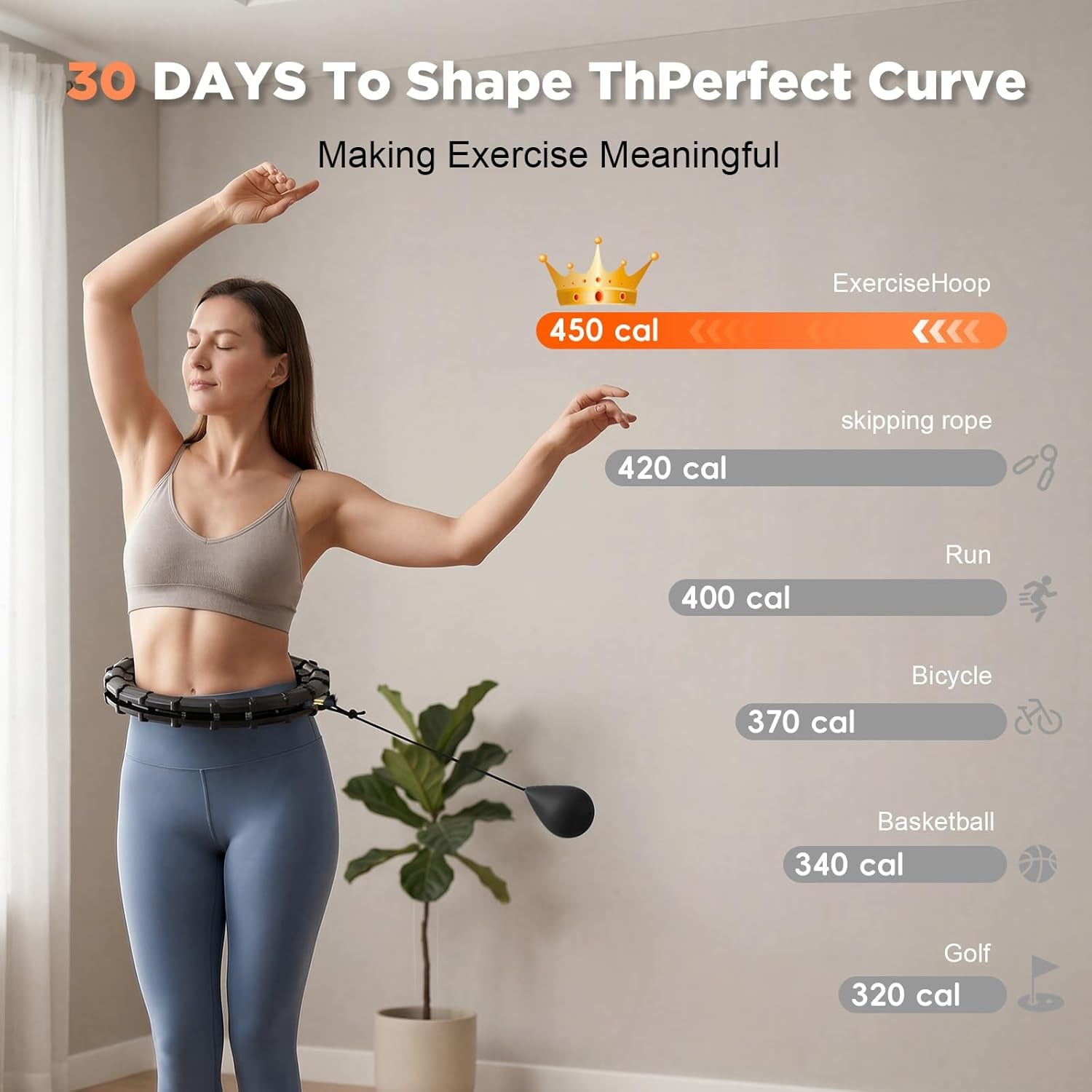 Plus Size Weighted Hula Infinity Fitness Detachable Hoop 65 Inch, 32 Knots | Silent Smart Noiseless Infinity Hula, for Women and Beginners, 2-In-1 Waist and Abdominal Home Exercise Hoops, Black