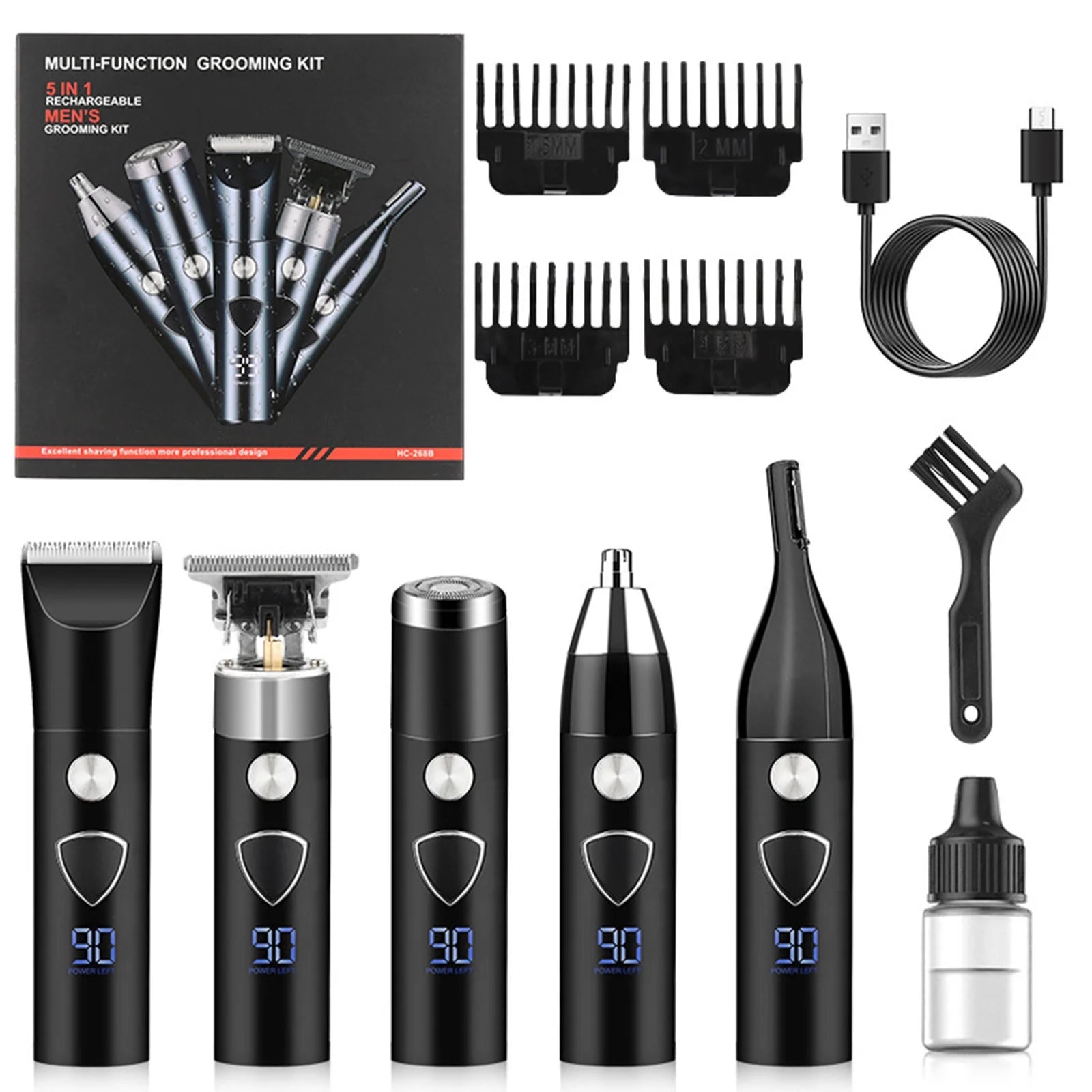 Shaver for Men Bald Shavers for Men 5 in 1 Double Shaver for Men Barber Shaver with 3-Speed Shaver with 4 Different Functional Replacement Heads