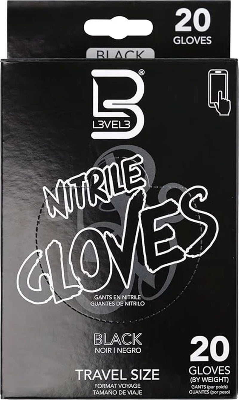 L3 Level 3 Nitrile Gloves - Professional Heavy Duty Disposable Gloves - Latex Free - Fits Snug - Box of 20 (Black, Medium)