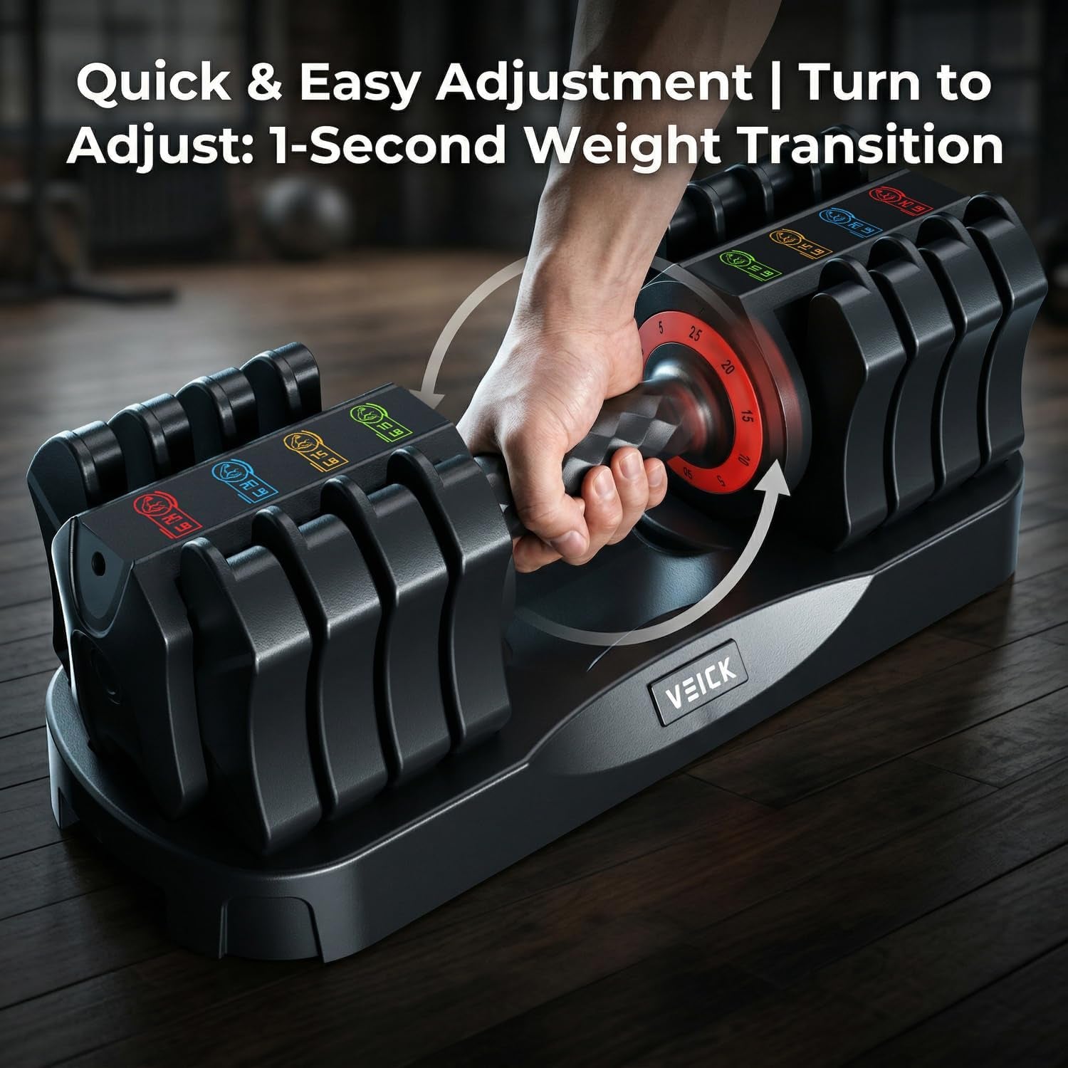Adjustable Dumbbell 25 Lb – Quick Change Dial with Non Slip Handle & Tray Stand, Space Saving Home Gym Weights for Women Men Strength Training Workout